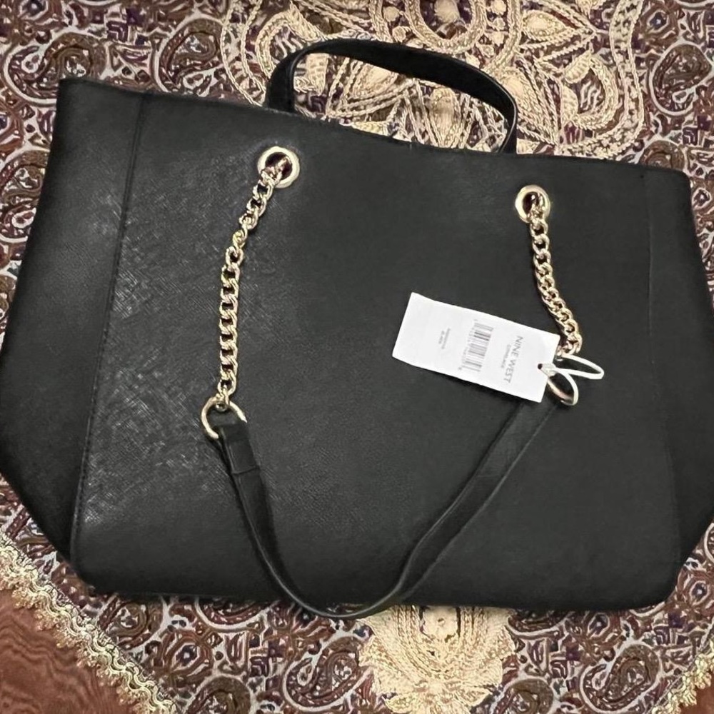 Black Chain-Handle Tote Bag - Women